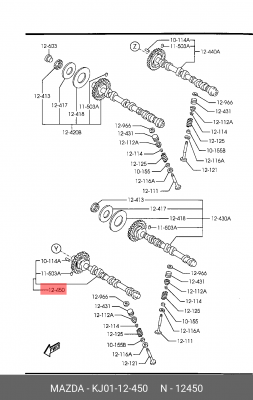 Распредвал KJ01-12-450 MAZDA