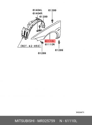 Накладка крыла MR325759 MITSUBISHI