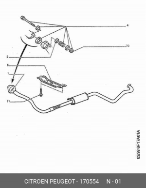 Предглушитель выхлопных газов 1705 54 CITROEN PEUGEOT