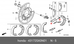 Пружина крепления барабанных тормозных колодок 43172SX0N01 HONDA