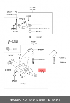 Рычаг подвески 5454138010 HYUNDAI KIA