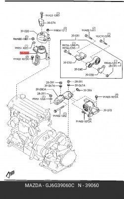 Подушка двигателя GJ6G-39-060C MAZDA