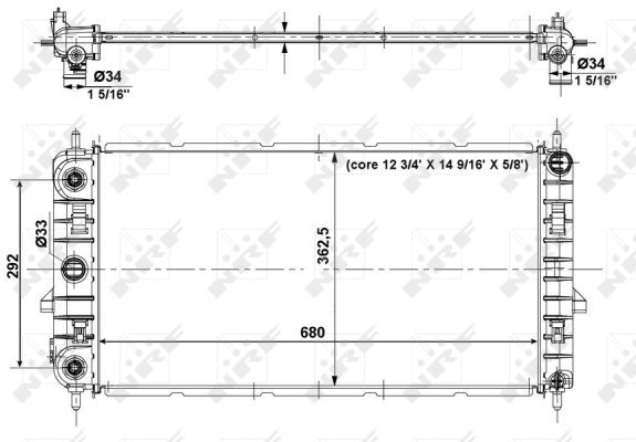 Радиатор, охлаждение двигател 54501 NRF
