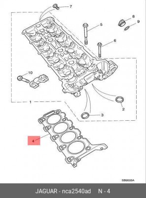 Прокладка, головка цилиндра NCA2540AD JAGUAR