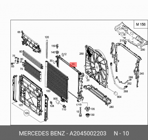 Радиатор охлаждения ДВС A2045002203 MERCEDES BENZ