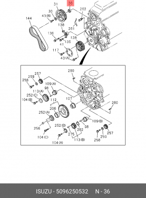 Уплотняющее кольцо, распределительный вал 5-09625-053-2 ISUZU