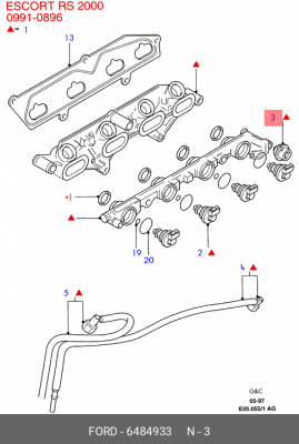Регулятор давления подачи топлива 6 484 933 FORD