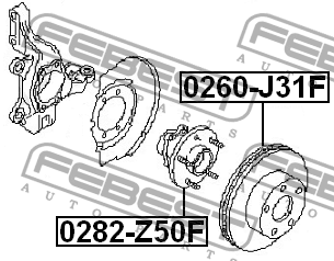 Подшипник ступицы колеса со ступицей (комплект) 0282-Z50F FEBEST