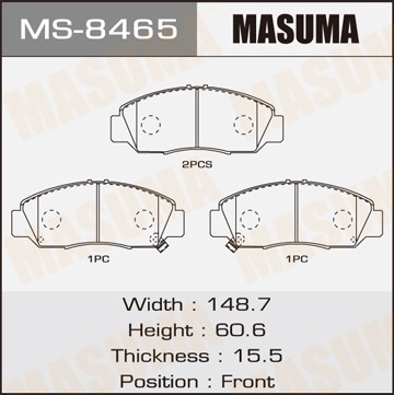 Колодки тормозные дисковые MS8465 MASUMA
