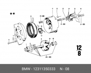 Статор, генератор 12 31 1 350 333 BMW
