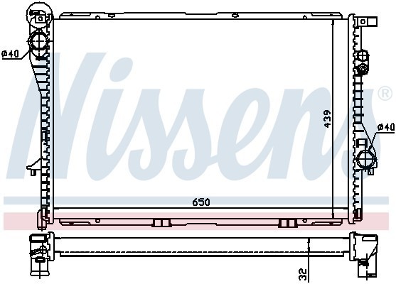 Радиатор, охлаждение двигател 60603A NISSENS