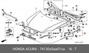 Трос замка открывания капота 74130S5AA01ZA HONDA