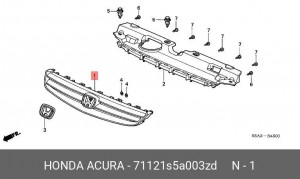 Решетка радиатора 71121S5A003ZD HONDA