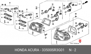 Фонарь задний 33500SR3G01 HONDA
