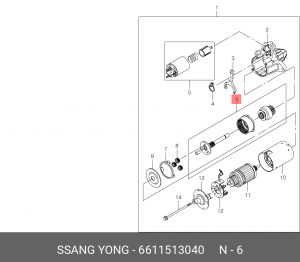 Бендикс стартера 6611513040 SSANG YONG
