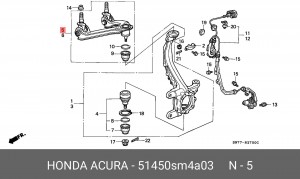 Рычаг независимой подвески колеса, подвеска колеса 51450-SM4-A03 HONDA