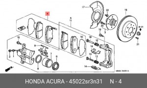 Комплект тормозных колодок, диско 45022SR3N31 HONDA
