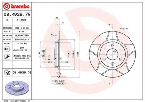 Тормозной диск 08.4929.75 BREMBO