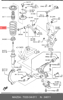 Пружина ходовой части T020-34-011 MAZDA