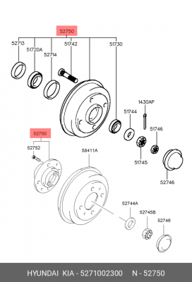 Тормозной барабан 5271002300 HYUNDAI KIA