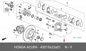 Тормозной суппорт 43019SZ3A01 HONDA