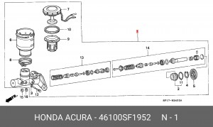 Главный тормозной цилиндр 46100SF1952 HONDA