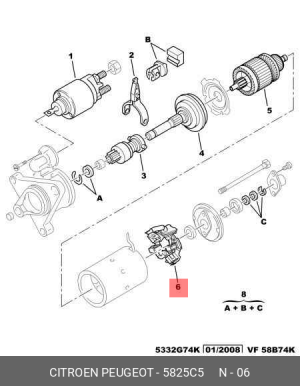 Привод с механизмом свободного хода, стартер 5825 C5 CITROEN PEUGEOT
