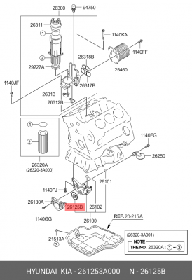 Шестерня, масляный насос 261253A000 HYUNDAI KIA
