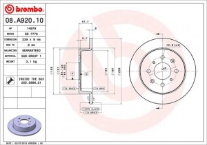 Диск тормозной 08.A920.10 BREMBO