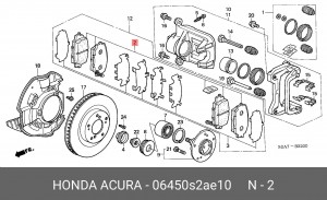 Комплект тормозных колодок, диско 06450S2AE10 HONDA