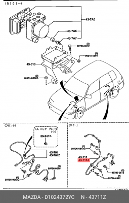 Датчик, частота вращения колеса D1024372YC MAZDA