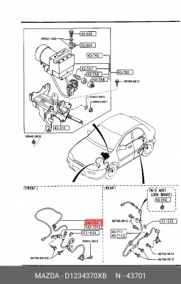 Датчик, частота вращения колеса D1234370XB MAZDA