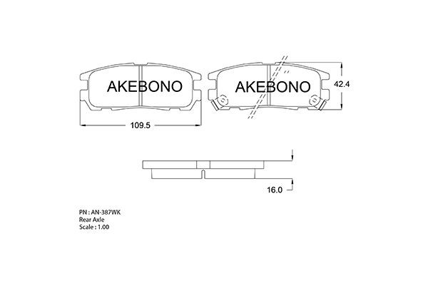 Колодки тормозные дисковые AN387WK AKEBONO