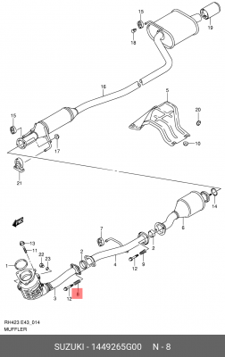 Пружина, глушитель 14492-65G00 SUZUKI