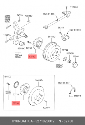 Комплект подшипника ступицы колеса 527102D012 HYUNDAI KIA