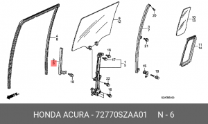 Направляющая стекла двери 72770SZAA01 HONDA