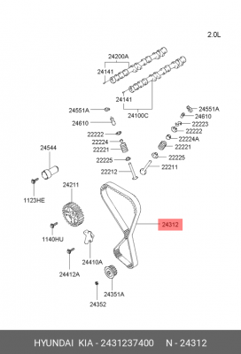 Ремень ГРМ 24312-37400 HYUNDAI KIA