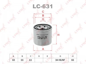 Фильтр масляный двигателя LC-631 LYNXAUTO