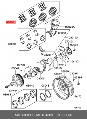 Кольца поршневые (комплект) MD104889 MITSUBISHI