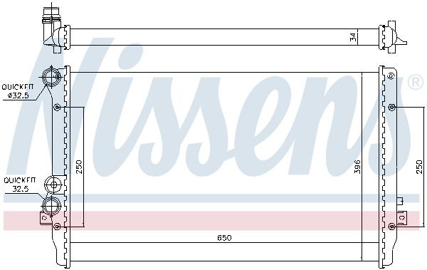 Радиатор, охлаждение двигател 65012 NISSENS