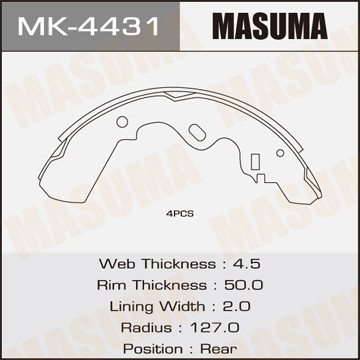 Колодки тормозные барабанные MK4431 MASUMA