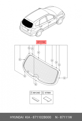 Стекло заднее 871102B000 HYUNDAI KIA