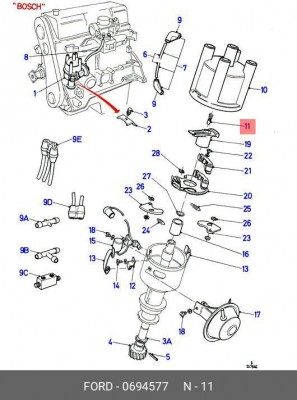 Угольная щетка, генератор 0 694 577 FORD
