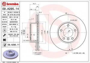Диск тормозной 09.A295.14 BREMBO