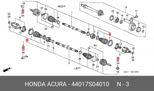Комплект пылника, приводной вал 44017S04010 HONDA