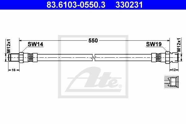 Тормозной шланг 83.6103-0550.3 ATE