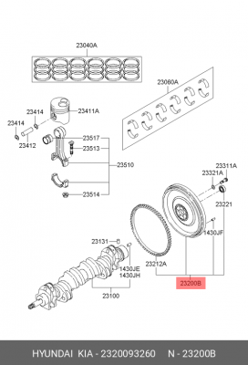 Маховик коленвала 2320093260 HYUNDAI KIA