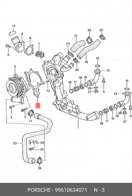 Прокладка, водяной насос 99610634071 PORSCHE