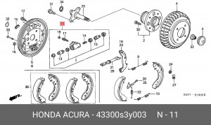 Колесный тормозной цилиндр 43300S3Y003 HONDA