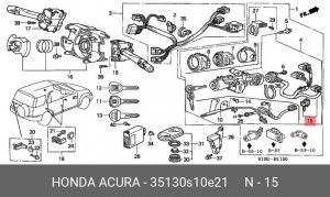 Группа контактная замка зажигания 35130S10E21 HONDA